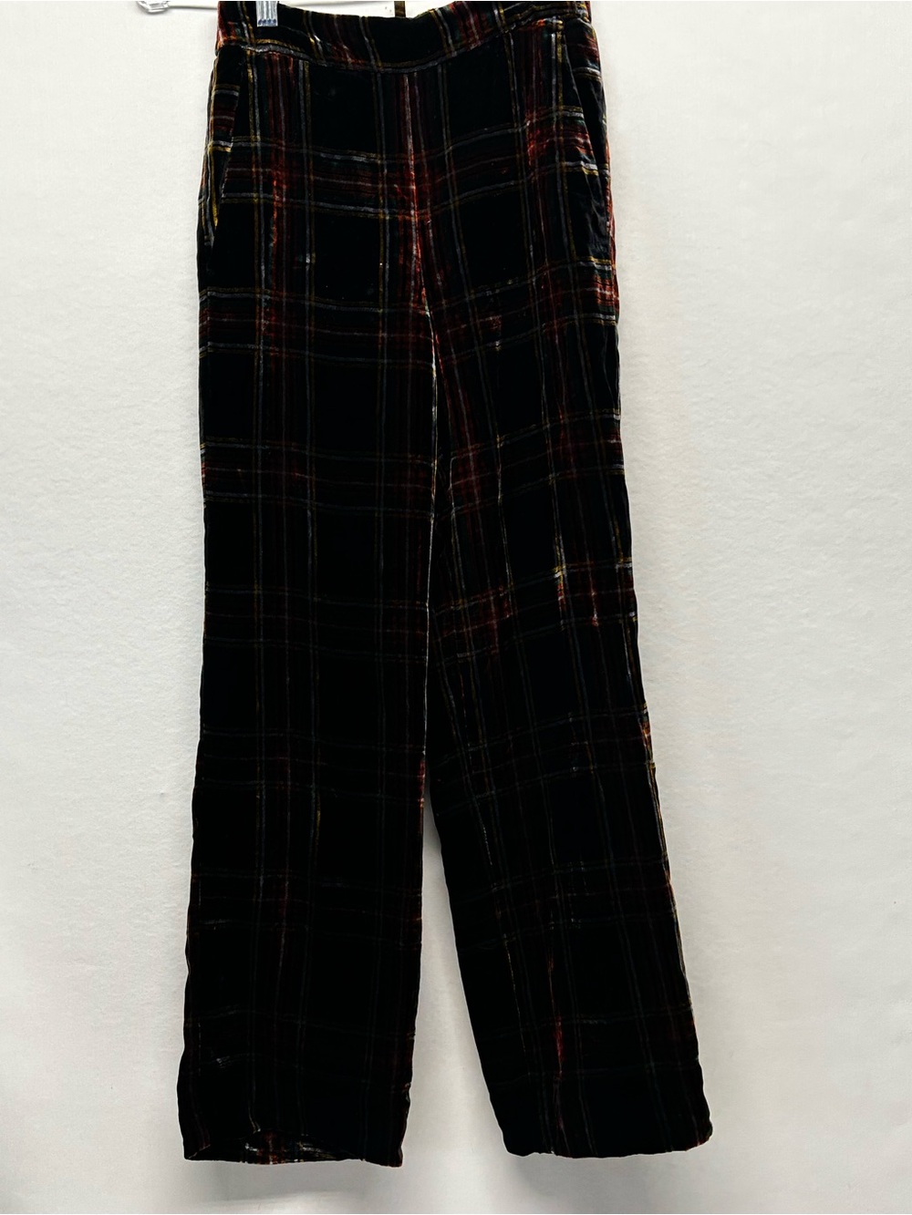 J. Crew Black Velvet Plaid Cropped Pants